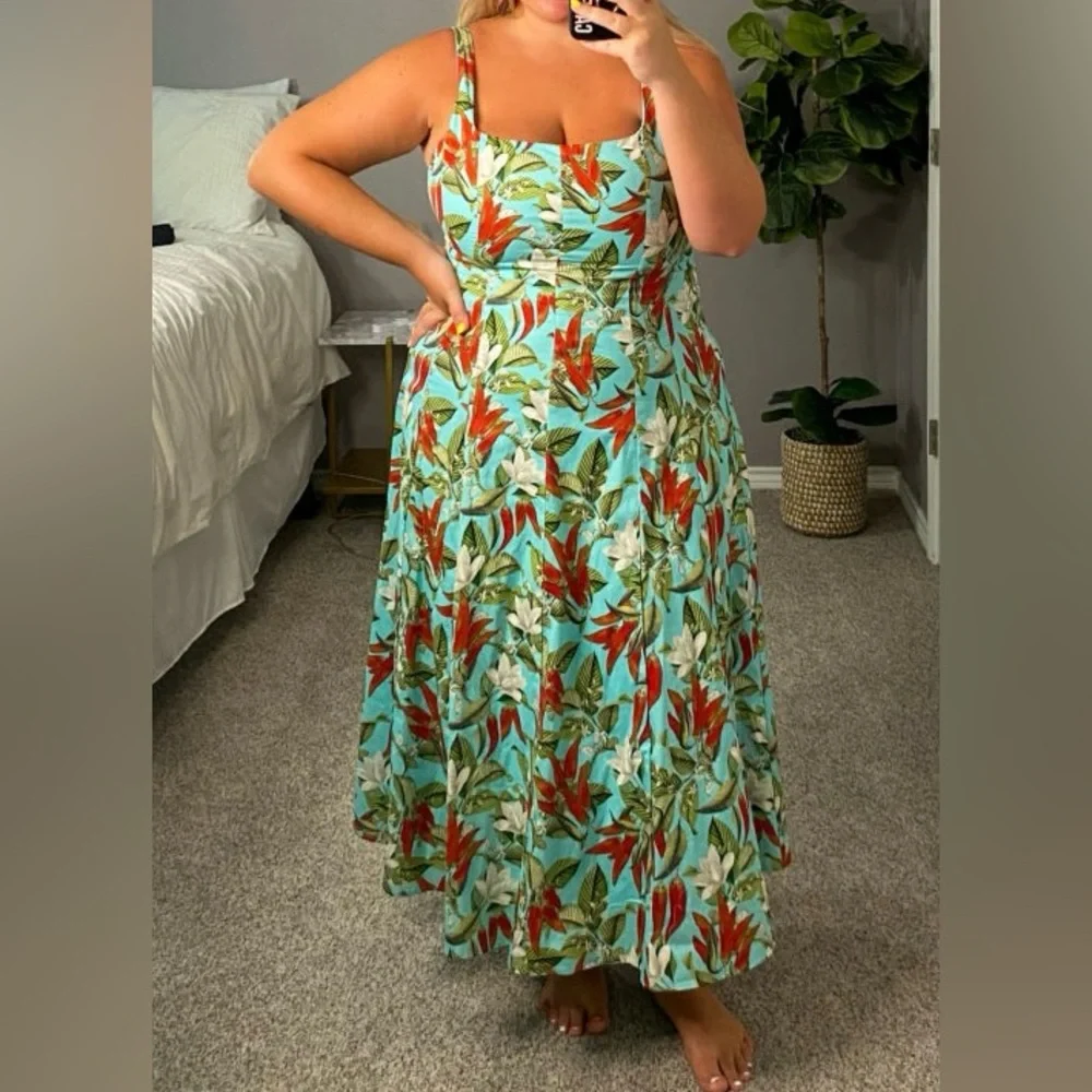Show Me Your MuMu Teal Spicy Pepper Prim Midi Sundress size XXL - Picture 2 of 8